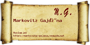 Markovitz Gajána névjegykártya